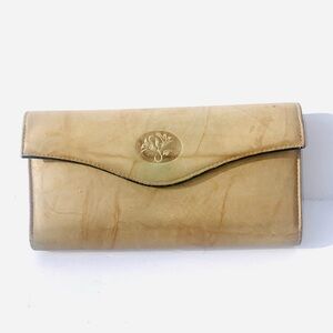 Buxton Top Grain Cowhide Marbled light tan leather Trifold Long Wallet vintage